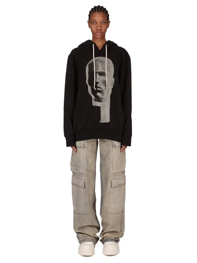 DRKSHDW FW25 CONCORDIANS OVERSIZED HETTEGENSER I SVART/PERLEGRUN SLUP FELPA DS02E7241FSLP1P-0908