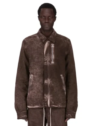 DRKSHDW FW25 CONCORDIANS SKJULT GLIDELÅSFRONTJEKKE I DRKDUST BØRSTET BOMULL. DU02E7775BMO-78