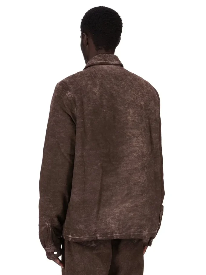 DRKSHDW FW25 CONCORDIANS SKJULT GLIDELÅSFRONTJEKKE I DRKDUST BØRSTET BOMULL. DU02E7775BMO-78
