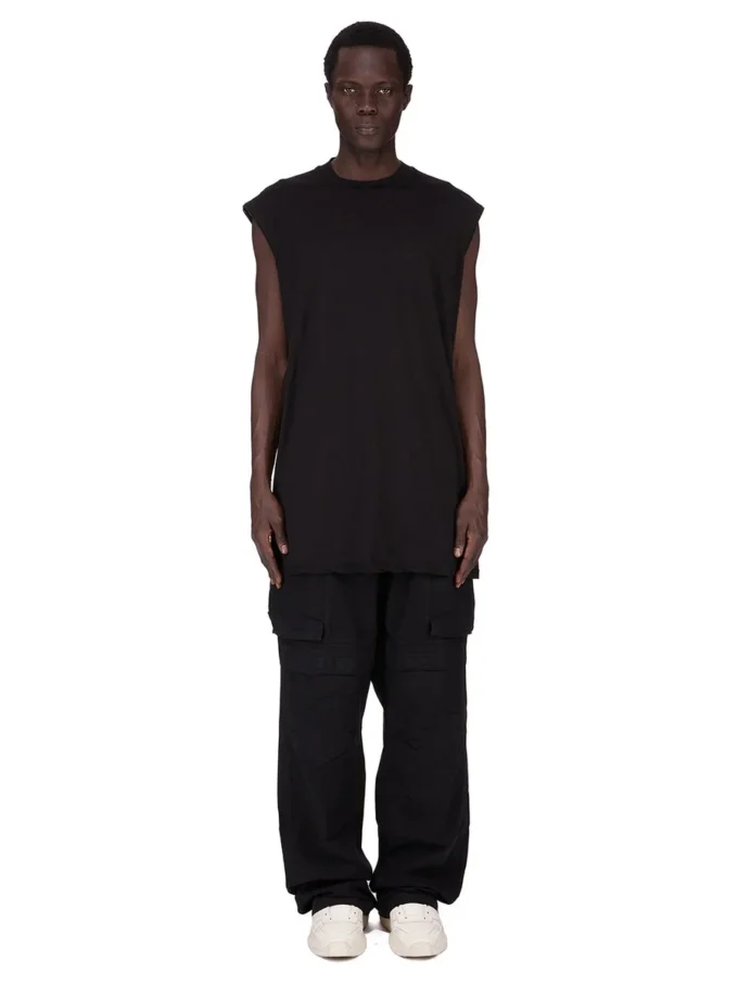 DRKSHDW FW25 CONCORDIANS TARP T I SVART BOMULLSGAUZE-JERSEY DU02E7158BH-09