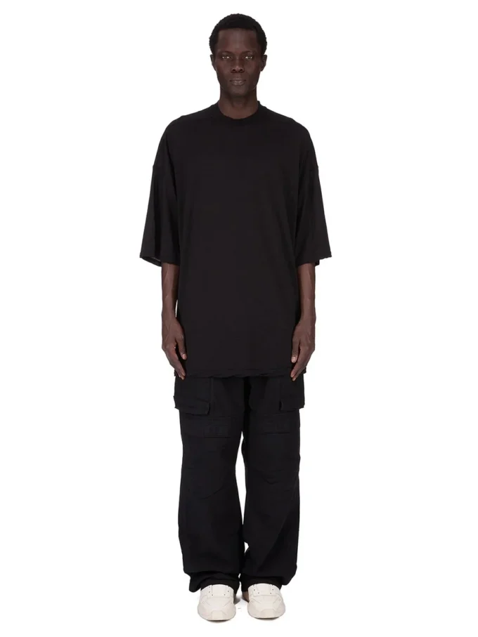 DRKSHDW FW25 CONCORDIANS TOMMY T I SVART BOMULLSGAUZE-TRØYE DU02E7259BH-09