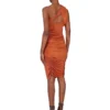RICK OWENS FW25 CONCORDIANS AMIRA-KJOLE I ORANSJE SATINVISKOSEJERSEY. LI02E3526JVS-153