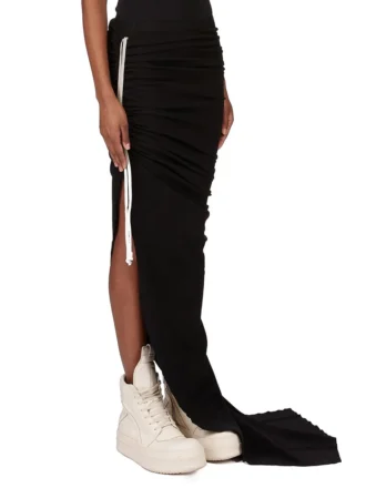 RICK OWENS FW25 CONCORDIANS EDFU-SKJØRT I SVART DOBBELT BØRSTET JERSEY DS02E7337JDB-09 RICK OWENS FW25 CONCORDIANS EDFU-SKJØRT I SVART DOBBELT BØRSTET JERSEY DS02E7337JDB-09