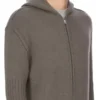 RICK OWENS FW25 CONCORDIANS FØRKOLLEKSJONENS HETTEGENSER MED GLIDELÅS I DUST LAS PALMAS KASHMERISTRIKK. RU02E1666KLWS-34