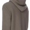 RICK OWENS FW25 CONCORDIANS FØRKOLLEKSJONENS HETTEGENSER MED GLIDELÅS I DUST LAS PALMAS KASHMERISTRIKK. RU02E1666KLWS-34