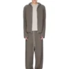 RICK OWENS FW25 CONCORDIANS FØRKOLLEKSJONENS HETTEGENSER MED GLIDELÅS I DUST LAS PALMAS KASHMERISTRIKK. RU02E1666KLWS-34