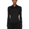 RICK OWENS FW25 CONCORDIANS KAIRO LS-TOPP I SVART VISKOSECREPE-JERSEY LI02E3212CVI-09