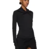 RICK OWENS FW25 CONCORDIANS KAIRO LS-TOPP I SVART VISKOSECREPE-JERSEY LI02E3212CVI-09