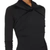 RICK OWENS FW25 CONCORDIANS KAIRO LS-TOPP I SVART VISKOSECREPE-JERSEY LI02E3212CVI-09