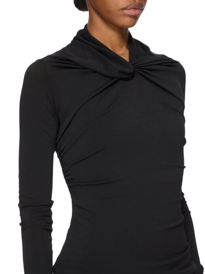 RICK OWENS FW25 CONCORDIANS KAIRO LS-TOPP I SVART VISKOSECREPE-JERSEY LI02E3212CVI-09