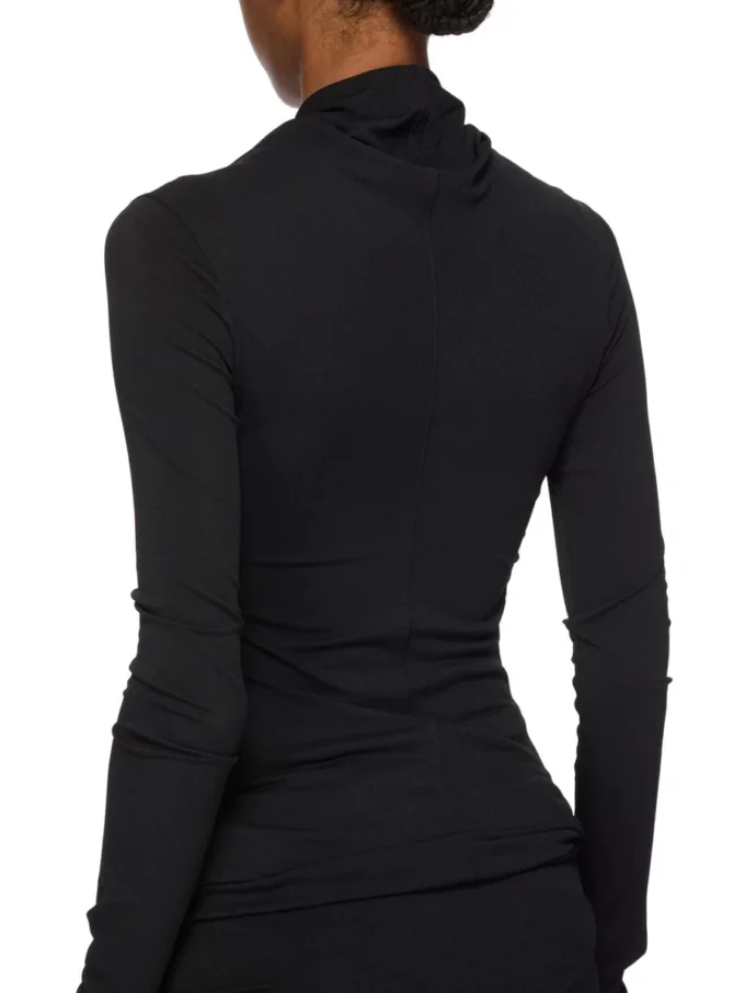RICK OWENS FW25 CONCORDIANS KAIRO LS-TOPP I SVART VISKOSECREPE-JERSEY LI02E3212CVI-09