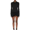 RICK OWENS FW25 CONCORDIANS KAIRO LS-TOPP I SVART VISKOSECREPE-JERSEY LI02E3212CVI-09