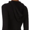 RICK OWENS FW25 CONCORDIANS KORT T-SHIRT MED HETTE, RIBBELT FITNESS I SVART RAININO RIBBELT TRØYE. RP02E4210RJR-09