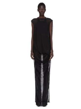 RICK OWENS FW25 CONCORDIANS NOUVEAU-KJOLE I SVART, TRANSPARENT ULLRØYSE. RP02E4574JWR-09 RICK OWENS FW25 CONCORDIANS NOUVEAU-KJOLE I SVART, TRANSPARENT ULLRØYSE. RP02E4574JWR-09