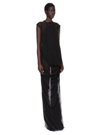 RICK OWENS FW25 CONCORDIANS NOUVEAU-KJOLE I SVART, TRANSPARENT ULLRØYSE. RP02E4574JWR-09 RICK OWENS FW25 CONCORDIANS NOUVEAU-KJOLE I SVART, TRANSPARENT ULLRØYSE. RP02E4574JWR-09
