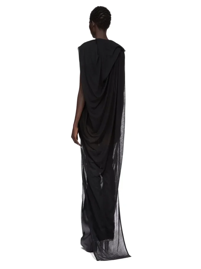 RICK OWENS FW25 CONCORDIANS NOUVEAU-KJOLE I SVART, TRANSPARENT ULLRØYSE. RP02E4574JWR-09