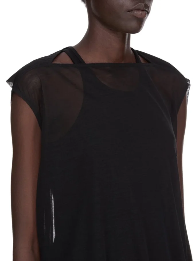 RICK OWENS FW25 CONCORDIANS NOUVEAU-KJOLE I SVART, TRANSPARENT ULLRØYSE. RP02E4574JWR-09