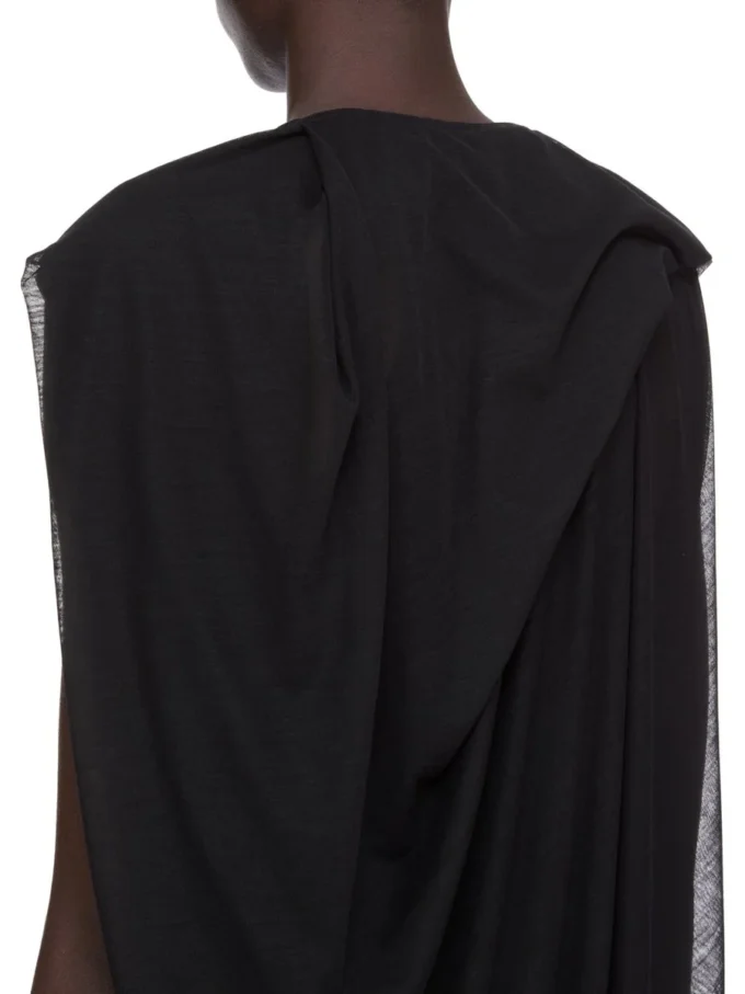 RICK OWENS FW25 CONCORDIANS NOUVEAU-KJOLE I SVART, TRANSPARENT ULLRØYSE. RP02E4574JWR-09