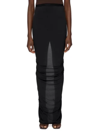 RICK OWENS LILIES FW25 CONCORDIANS EVA-SKJØRT I SVART VISKOSECREPE-JERSEY LI02E3316CVI-09 RICK OWENS LILIES FW25 CONCORDIANS EVA-SKJØRT I SVART VISKOSECREPE-JERSEY LI02E3316CVI-09
