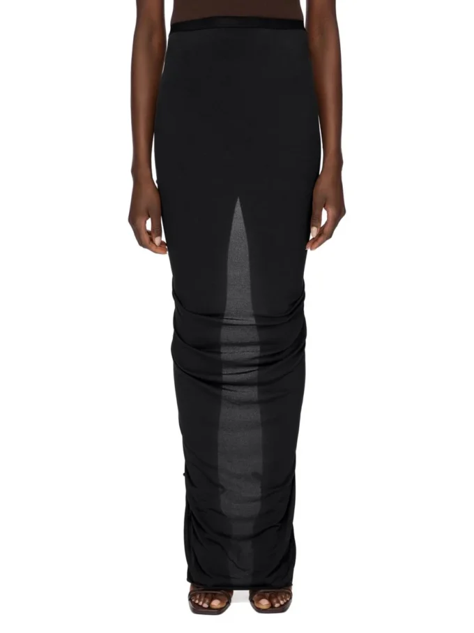 RICK OWENS LILIES FW25 CONCORDIANS EVA-SKJØRT I SVART VISKOSECREPE-JERSEY LI02E3316CVI-09