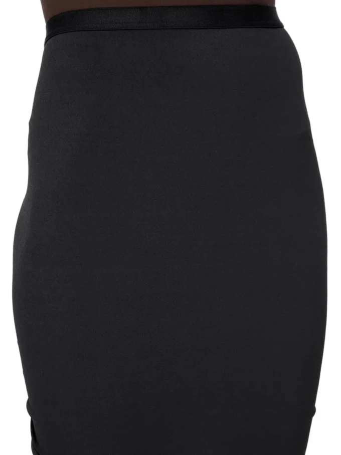 RICK OWENS LILIES FW25 CONCORDIANS EVA-SKJØRT I SVART VISKOSECREPE-JERSEY LI02E3316CVI-09