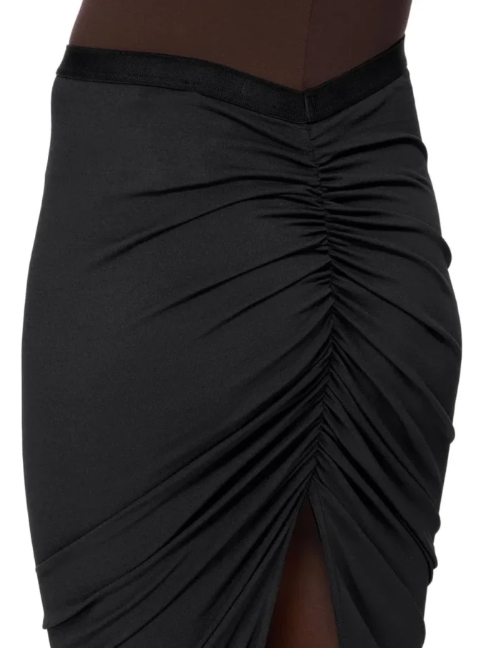 RICK OWENS LILIES FW25 CONCORDIANS EVA-SKJØRT I SVART VISKOSECREPE-JERSEY LI02E3316CVI-09