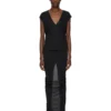 RICK OWENS LILIES FW25 CONCORDIANS EVA-SKJØRT I SVART VISKOSECREPE-JERSEY LI02E3316CVI-09