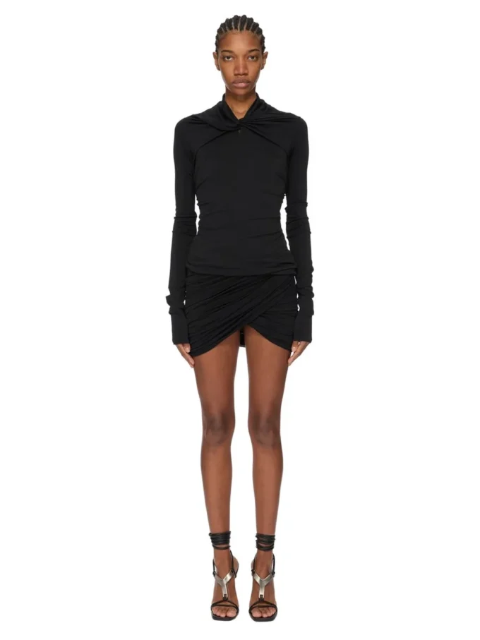 RICK OWENS LILIES FW25 CONCORDIANS LUNA-SKJØRT I VISKOSECREPE-JERSEY LI02E3309CVI-09